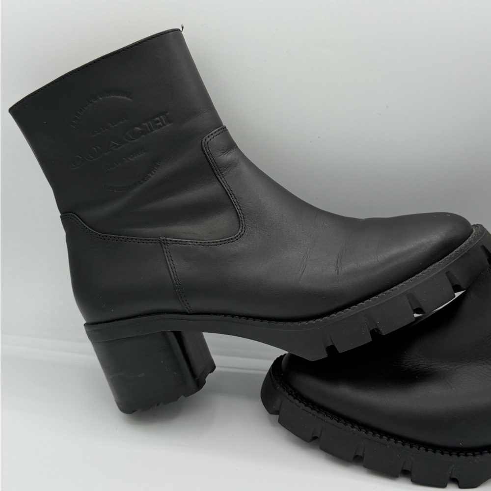 Coach Black Ankle Booties with Gold Zipper - Picture 3 of 10